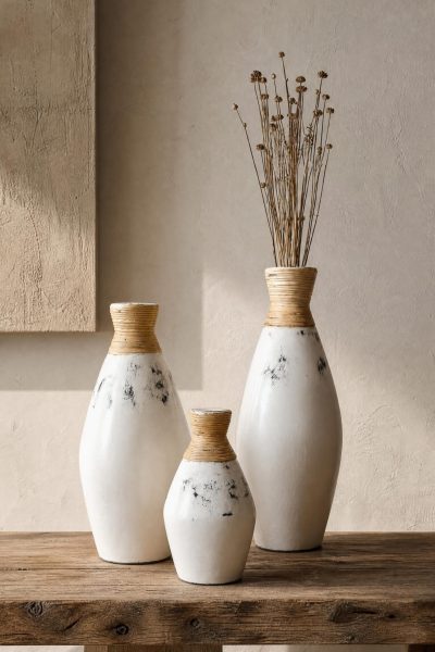 trio petites poteries shanti blanche