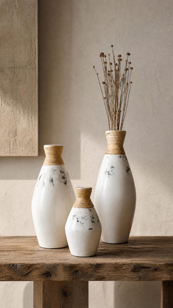 trio petites poteries shanti blanche