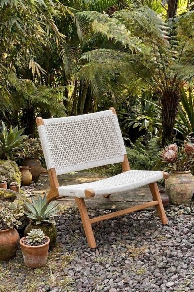 fauteuil en teck et rotin synthétique pacha blanc