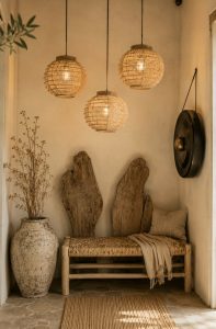 SUSPENSION EN LAINE ET BAMBOU