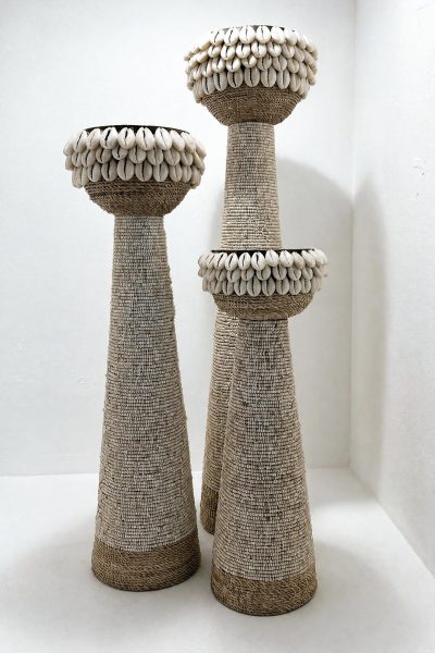 bougeoirs perles et coquillages