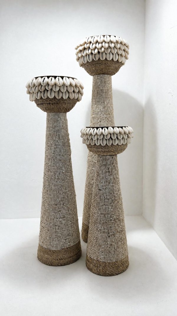 bougeoirs perles et coquillages
