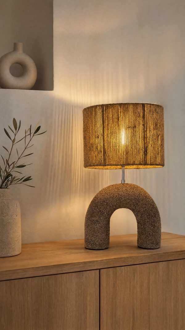 lampe sur pied en résine et sable