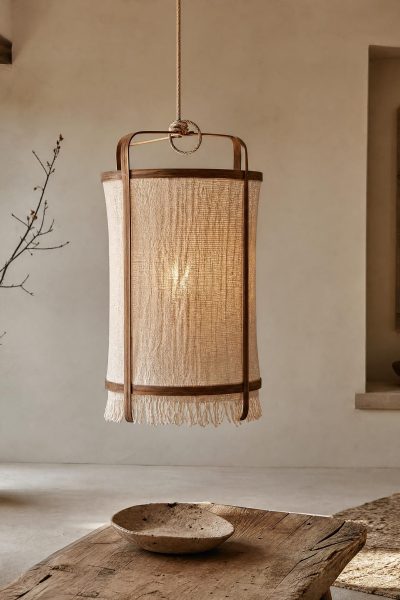 suspension en lin et bambou