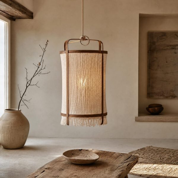 suspension en lin et bambou